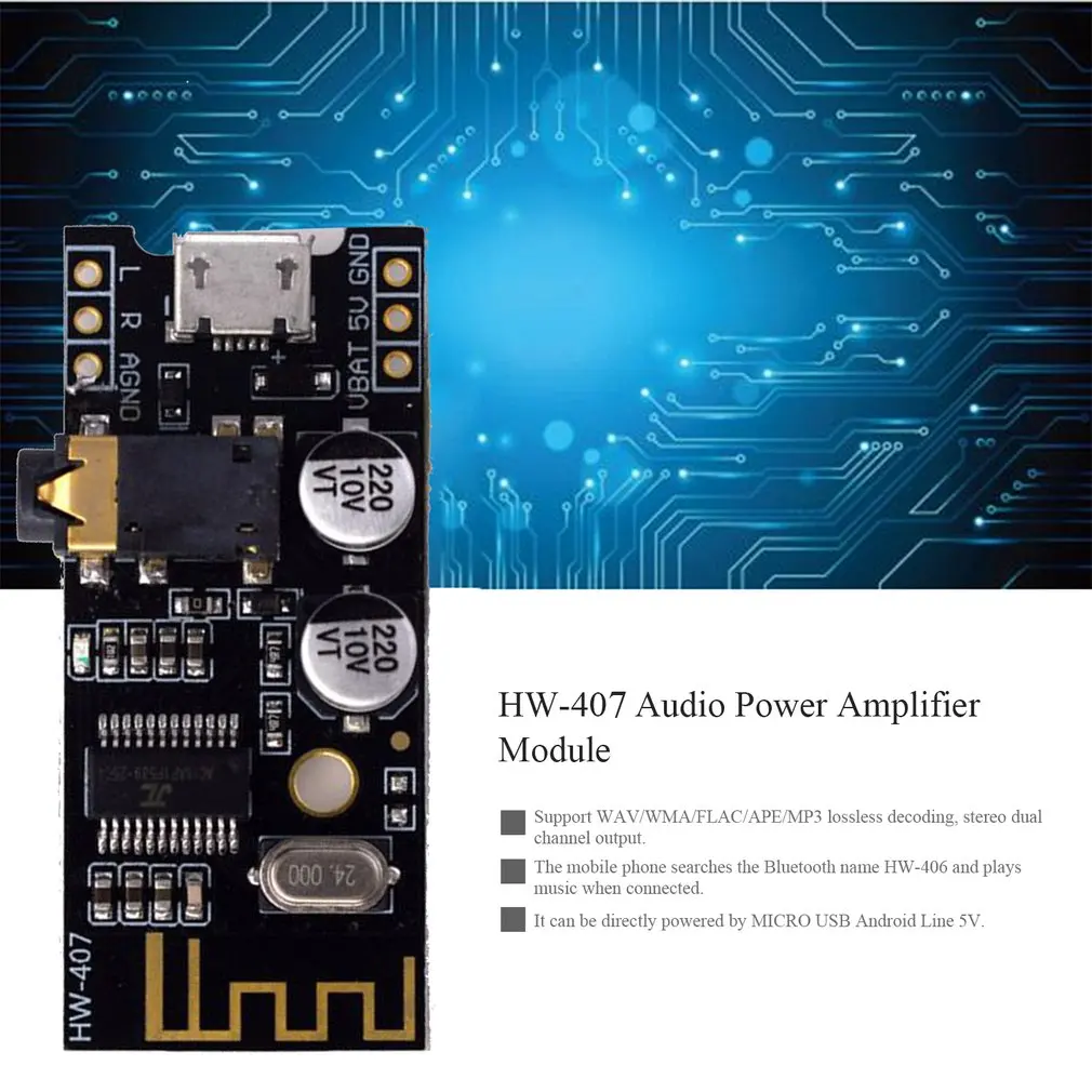 HW-407 цифровой аудио усилитель доска беспроводной аудио модуль 4,2 стерео без потерь высокая точность Hifi Diy модификация черный