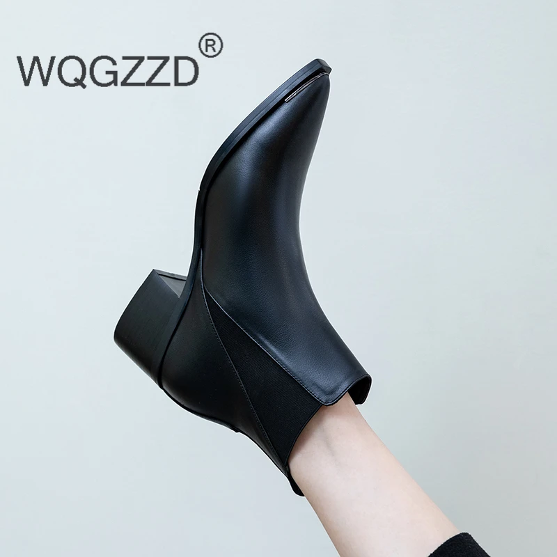 Botas mujer; Ботинки Челси; женская зимняя обувь; мотоботы из коровьей кожи в британском стиле; женские ботильоны