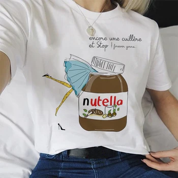 

Nutella Aesthetic T-shirt Women Funny Print Tumblr Casual White Tee 2020 Summer Fashion Graphic Grunge Women Clothes