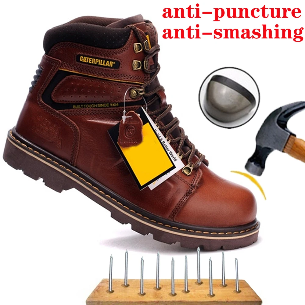 

Men's leather high-end hiking boots, outdoor casual high-top Martin boots, anti-puncture and anti-smashing tooling boots