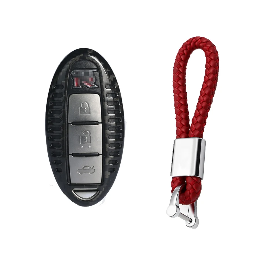 Углеродное волокно ключ чехол для Nissan для Infiniti GTR EX FX G25 G37 FX35 EX25 EX35 FX37 EX37 Q60 QX50 QX70 3 4 смарт-кнопка - Название цвета: Red combination