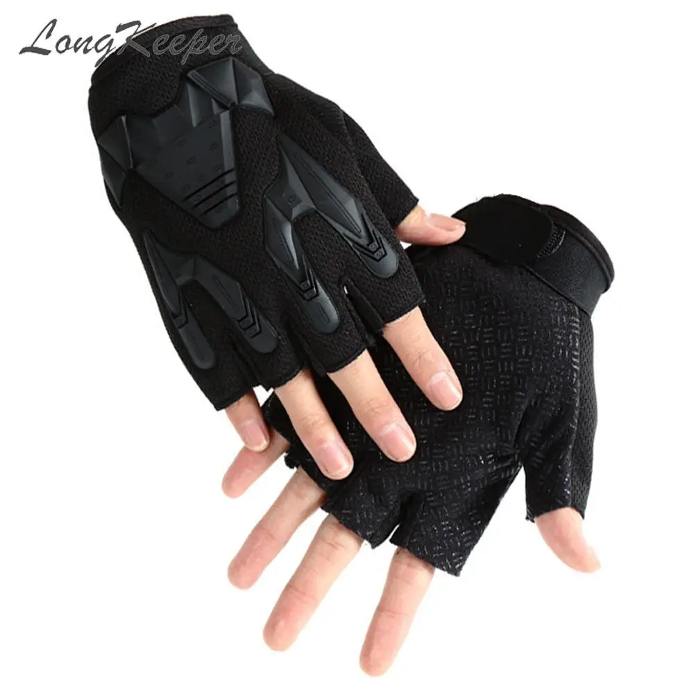 LongKeeper Army Training Tactical Gloves Camouflage Military Mittens Outdoor Fitness Men Anti-skid Women Half Finger Gloves