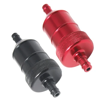 

2 Pcs 8mm 5/16 "Chrome Fuel Filter Car Petrol Diesel Inline Red + Black