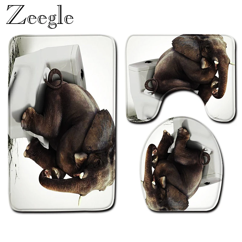 Zeegle 3 шт набор ковриков для ванной, коврик для унитаза, коврик для ног, Противоскользящий коврик для ванной комнаты, коврик для душа, чехол для унитаза, коврик для унитаза, набор ковриков для унитаза