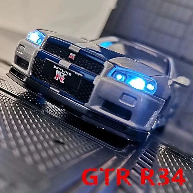 1:32 Nissan Skyline Ares GTR R34 Alloy Sports Car Model Diecasts Metal Toy Car Model High Simulation Sound Light Childrens Gift 3