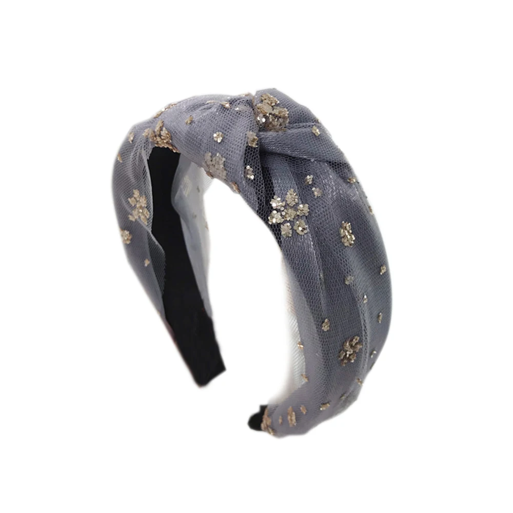 Flower mesh knot knotted wide-brimmed headband fashion simple sweet headband hair accessories solid color cute temperament