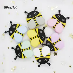 5Pcs Honeybee Silicone Beads 2.8cm Teething Toys Perle Silicone Dentition Rodent Siliconen Kralen Mordedor Bee Teething Beads