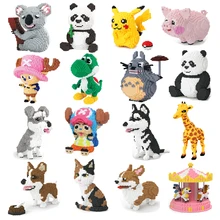 Xizai животное Хаски Шнауцер корги собака персидская кошка панда жираф Свинья Пикачу Марио Йоши DIY Мини строительные блоки игрушка без коробки