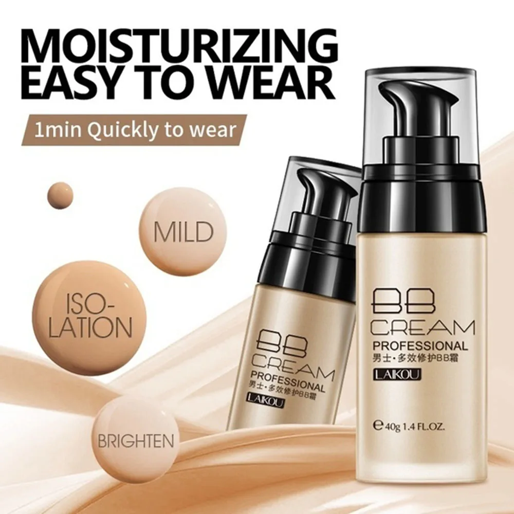 Best Price of  Men's BB Cream Natural Whitening Lazy Concealer Liquid Foundation Brighten Skin Moist Revitalising 