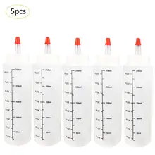 Needle-nosed Bottle With Scale Squeeze Plastic Bottle With Leak-Proof Cap Sauce Bottle Salad Bottle Squeezable Bottle 5PCS 250ML