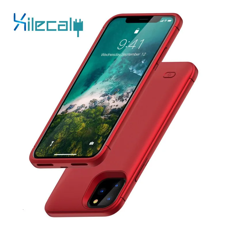 Baratos Para iphone 11 Pro Max funda de cargador de batería 6000mAh funda Ultra delgada externa de reserva de batería cubierta de carga para iphone 11