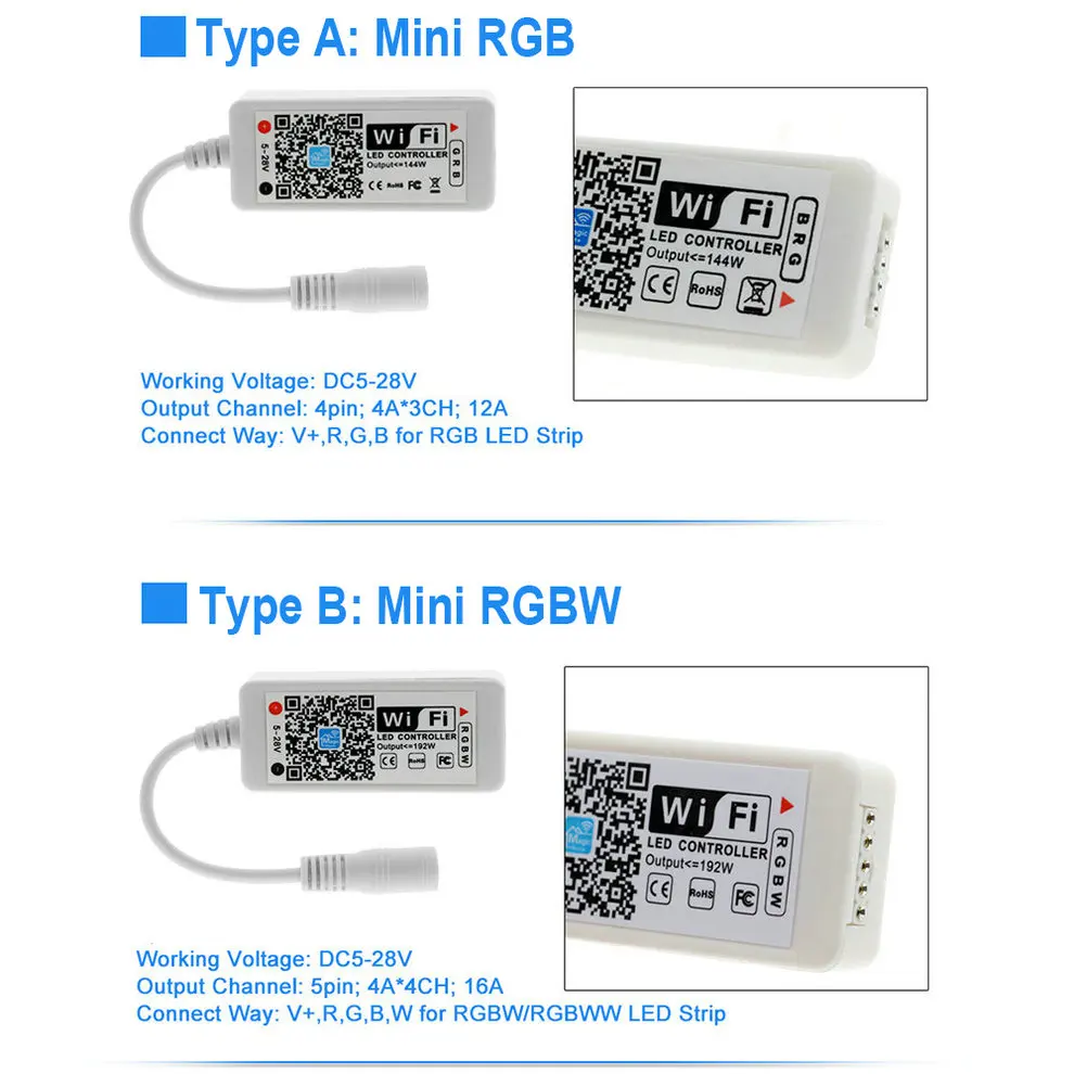 Светодиодный интеллектуальный контроллер Wi-Fi RGB/RGBW RGBCCT DC12-24V смартфон Fo RGB/RGBW RGBCCT светодиодный полосы