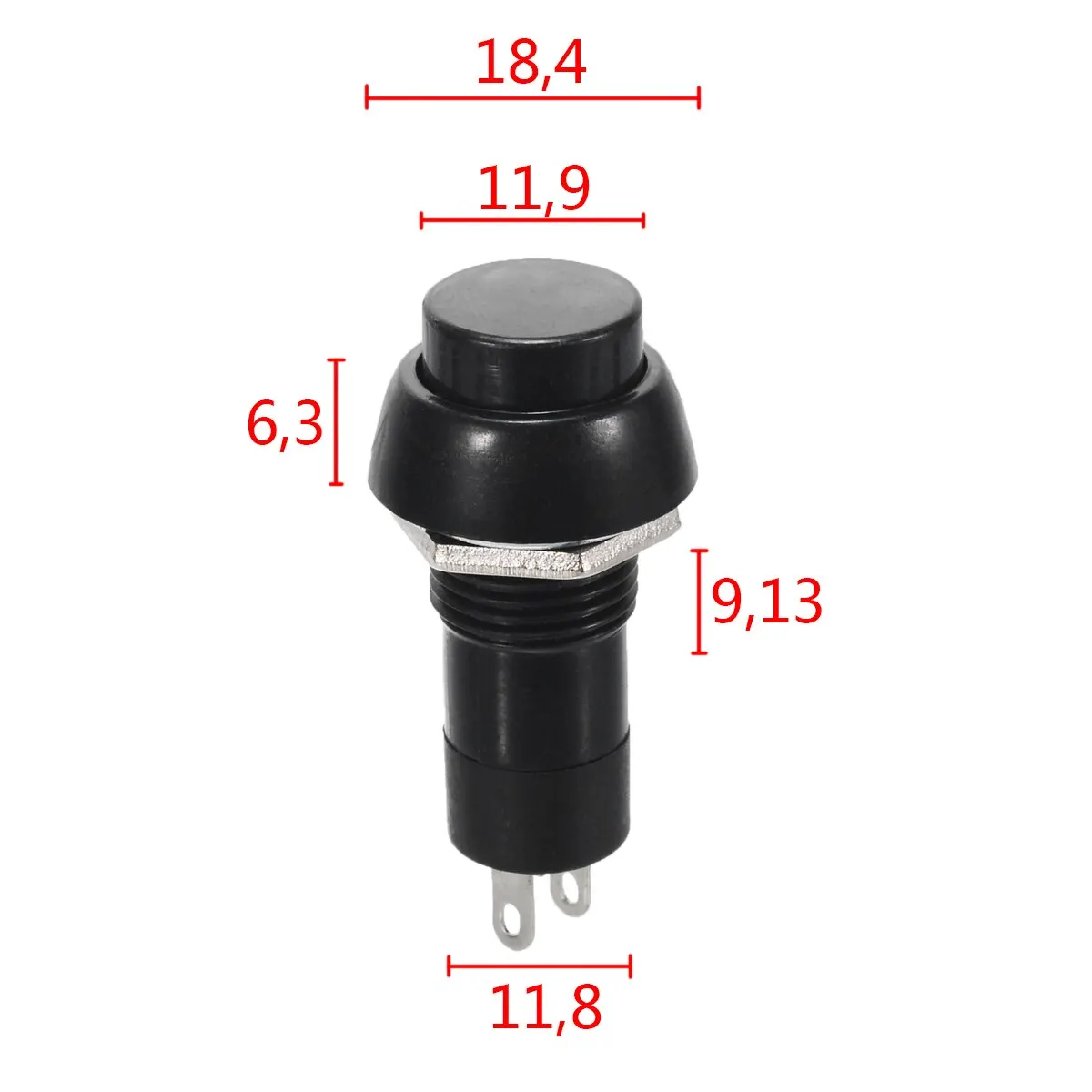 For Car Dashboard Boat 5pcs Black Auto Horn Switches SPST On-Off Momentary Push Button Switch 1A/250V 20A/12V Mayitr