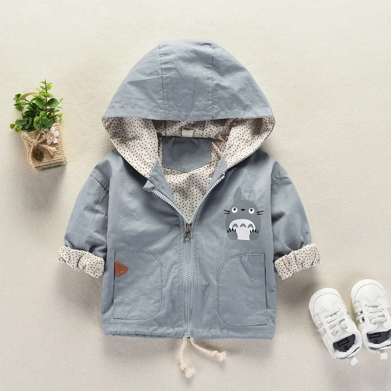 Baby Girl Child Clothing Windbreaker Jacket for A Girls Clothes Newborns Babies Outfits Hooded Outerwear Spring Kid Cartoon Coat - Цвет: Синий