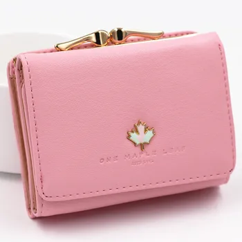 

Women's short wallet Korean version zipper small coin purse maple leaf wallet women's short bag