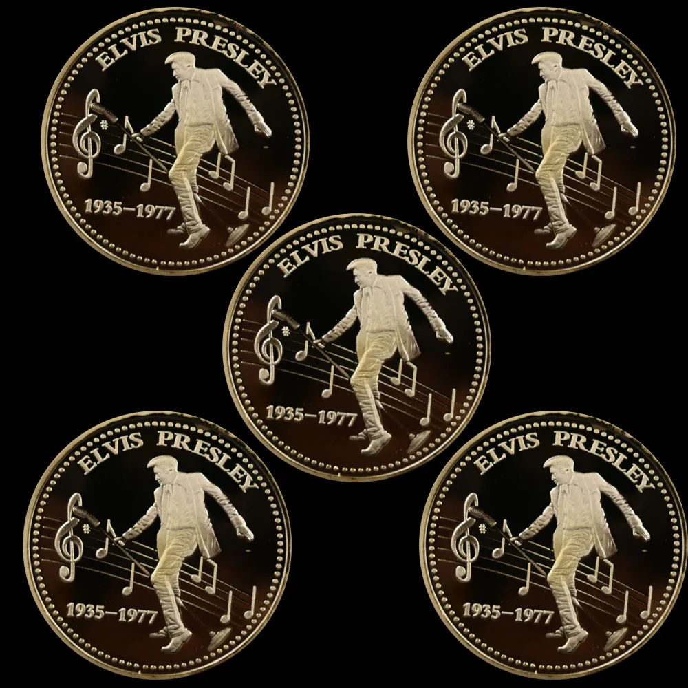 Позолоченная коллекция памятная монета Elvis Presley 5 шт./компл. 24 К китайские Подвески