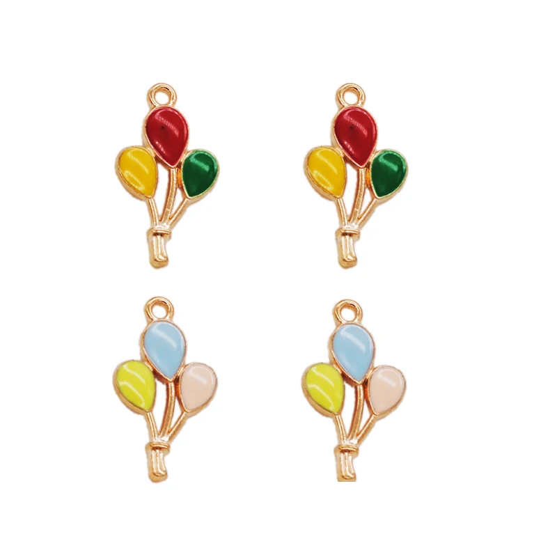 

30pcs/lot Fashion Colorful balloon Shape KC Gold Color Enamel Charms 13*23mm Bracelet Earring Pendants