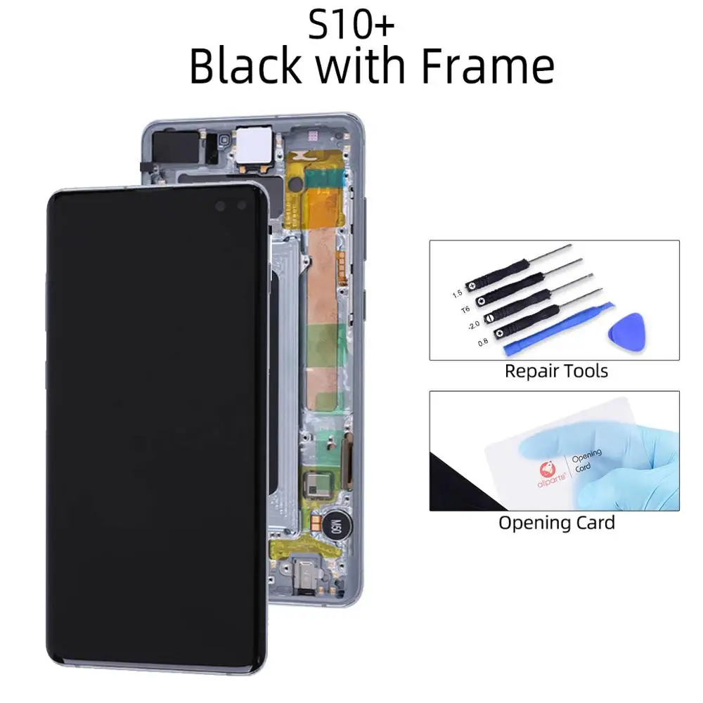 Для samsung S10 lcd дисплей G973F G973 для samsung Galaxy S10 Plus S10+ S10E lcd G975 G975F сенсорный экран дигитайзер - Цвет: S10 Plus Black Frame