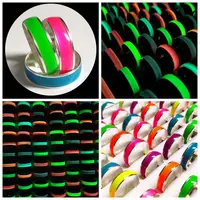 50pcs/lot Growing In Dark Ring 6mm Band Colorful Luminous Women's Cute Ring Party Gift Wholesale Jewelry 1