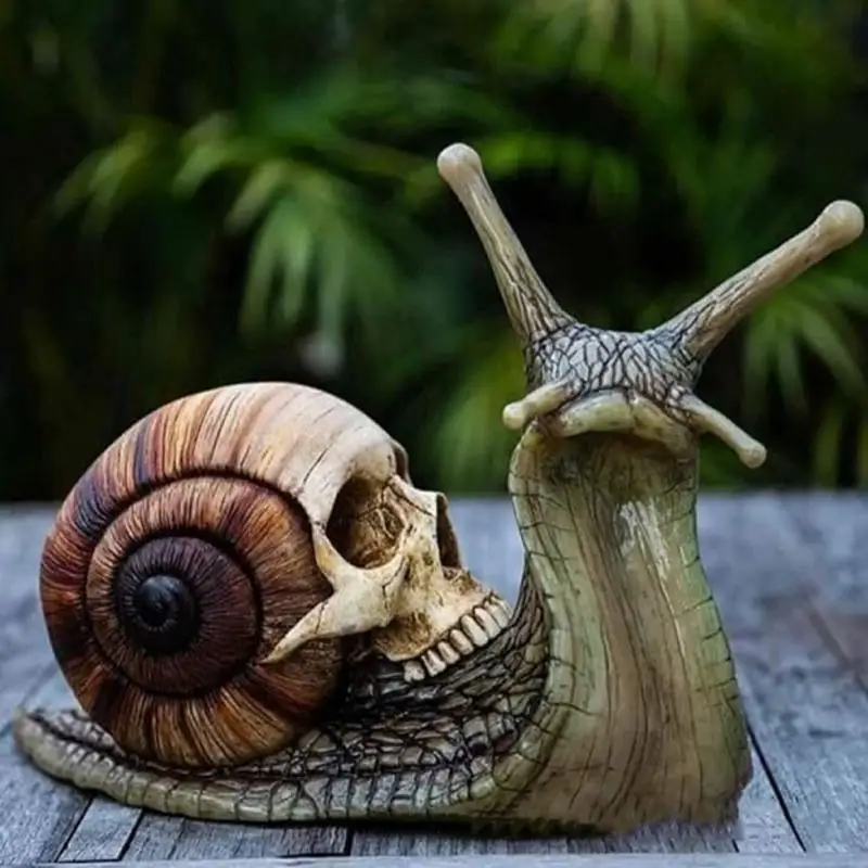 Halloween Skeleton Snail Skull Sculpture Gothic Garden Desk Decorations Statue Figurine Home Bedroom Resin Crafts Gift | Дом и сад