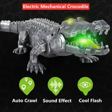 Jouet Crocodile mécanique à haute Simulation électrique pour enfant, jouet de marche pour enfant, avec Flash de bouche, effet sonore de Simulation