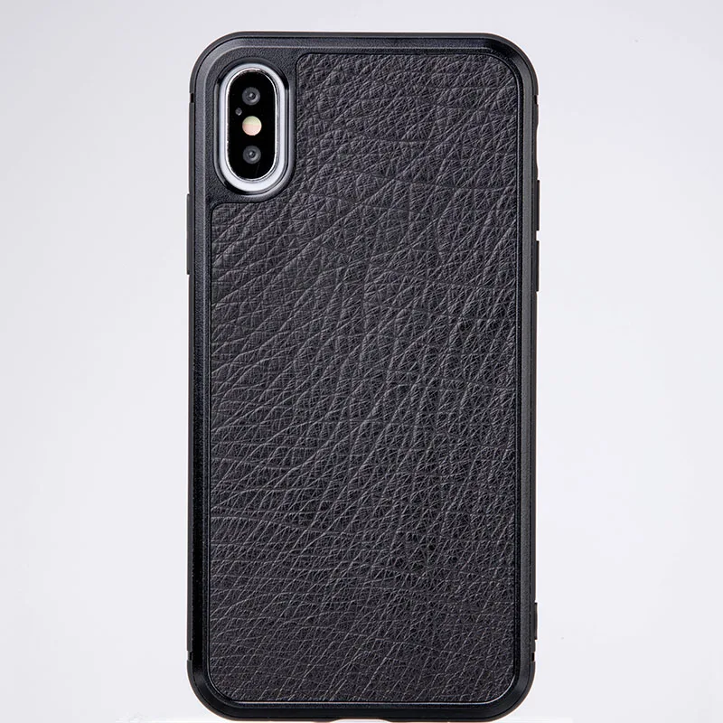 Запеченный страусиной кожи чехол для телефона для IPhone X XS Max XR чехол для Apple 5 5S SE 6 6S 7 8 Plus защитный чехол для телефона без частиц - Цвет: Black