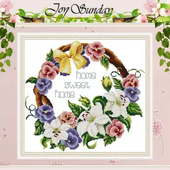 

Sweet home wreath patterns counted Cross Stitch 11CT 14CT Cross Stitch Sets DIY Chinese Cross-stitch Kits Embroidery Needlework
