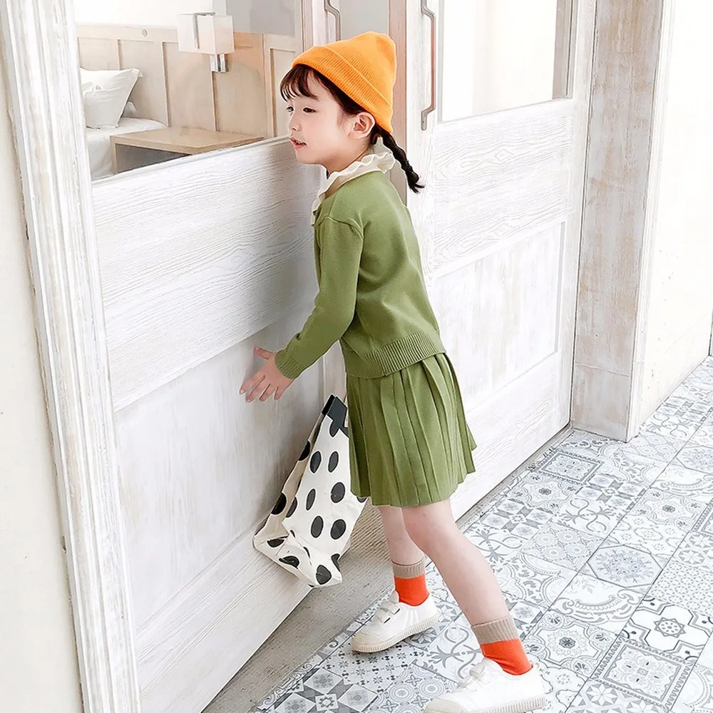 Дизайн; осенние свитера для девочек; Одежда для маленьких девочек; Зеленый вязаный свитер для От 3 до 8 лет девочек
