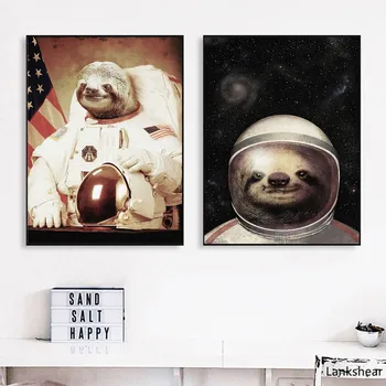 

Home Decor Abstract Painting Modular Pictures Sloth Space Astronaut Nordic Style Prints Canvas Poster For Living Room Wall Art