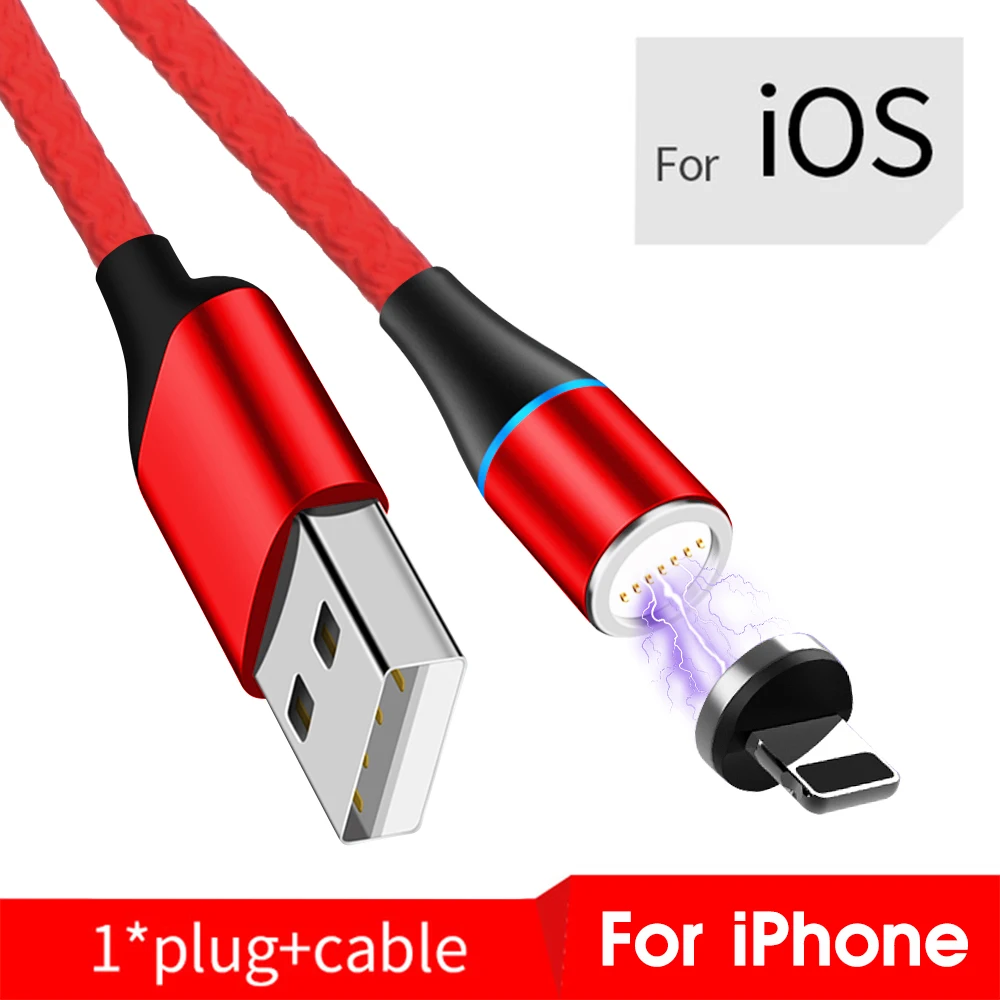 Магнитный кабель для iPhone Micro UCB type C Кабель-адаптер для быстрой зарядки 3A зарядное устройство для мобильного телефона для Xiaomi для iPhone XS Max - Цвет: Red For iOS