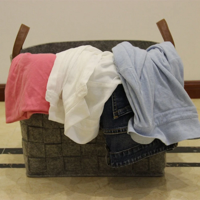 Felt Storage Baskets With Handles Soft Durable Toy Storage Nursery Bins Home Decorations