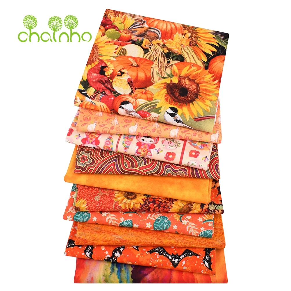 Chainho,Plain Cotton Fabric,Patchwork Cloth,Orange Color Series Of Handmade DIY Quilting & Sewing Crafts,Cushion,Bag Material