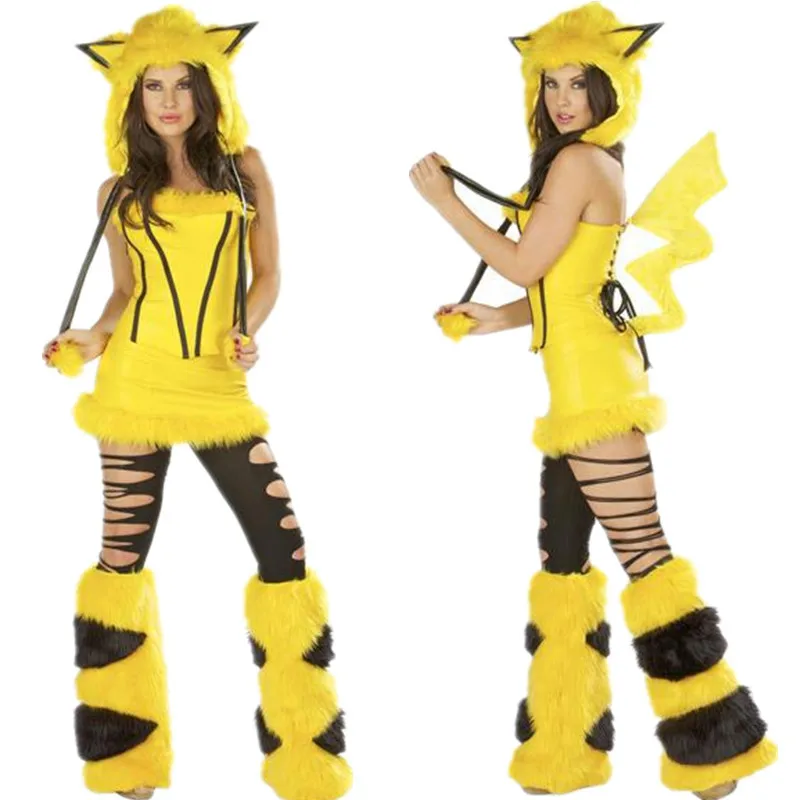 

New Style Yellow than Pikachu Halloween Service Christmas Costume Christmas Clothes Character Play Furry Animal-Costume
