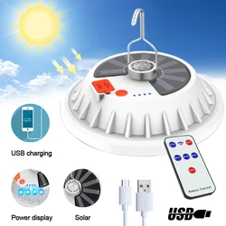 Lanterne solaire étanche Portable à 120led, Rechargeable par USB, avec télécommande, fonction Power Bank, idéale pour le Camping 