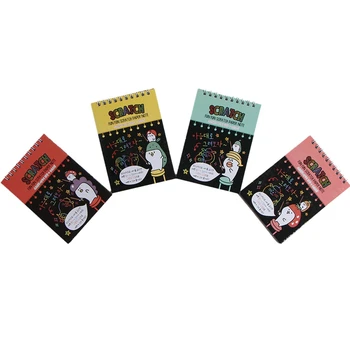 

Decorative Painting Large Magic Color Rainbow Scratch Paper Note Book Black Diy Drawing Toys Scraping Painting Kid Doodle 4Pcs