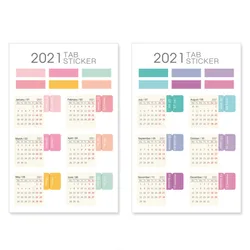 Marque autocollante Kawaii pour livre calendrier calendrier calendrier, fournitures de bureau, papeterie, cadeaux pour enfants, 1 pièce, 2021 