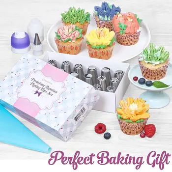 

TWISTER.CK 50Pcs/Set 23 Kinds Russia Cake Nozzles Set Nozzle Bakeware Icing Piping Tips Baking Pastry Cake Decorating Tools
