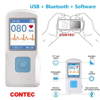

Brand New CONTEC PM10 FDA Handheld Portable ECG EKG Machine Heart Beat Monitor LCD USB Bluetooth Software