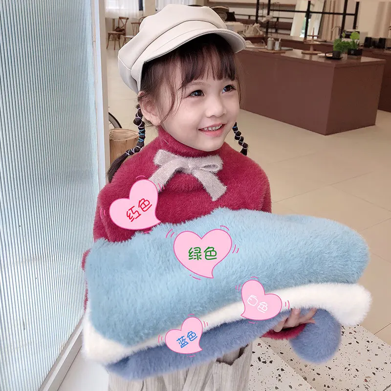 

Childrenswear 2020 Winter New Style Korean-style Trend Girls Mink Cashmere Casual Sweater Children Half-Turtle-Neck Sweater