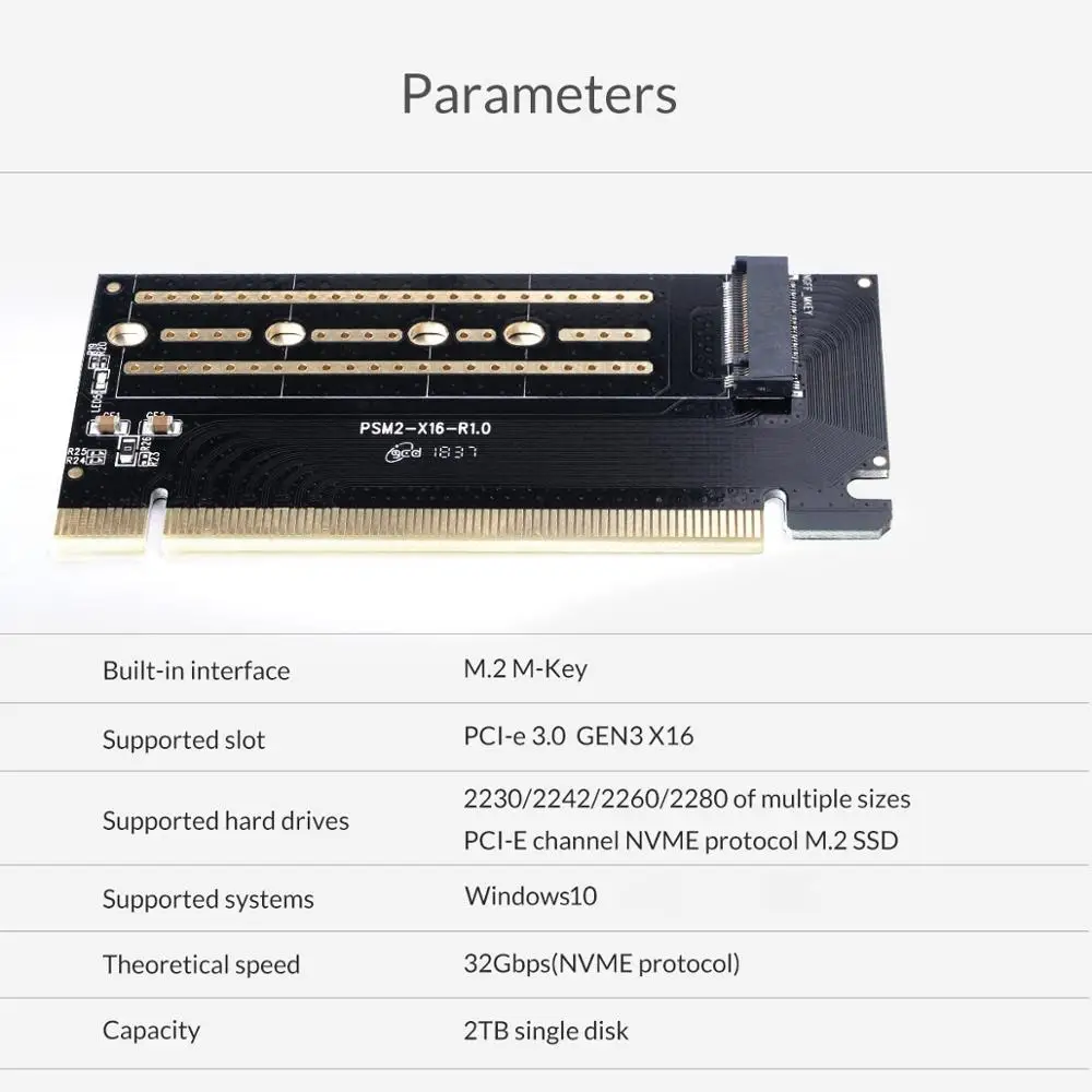 Карта расширения ORICO PCI E M.2 NVME к 3 0 X16 Расширительная карта M key интерфейс Поддержка