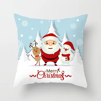 

Nanacoba Short Plush Christmas Cushion Cover Xmas Santa Claus Deer Snowman Pillow Cover Home Sofa Decorative Pillowcase