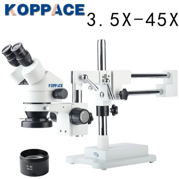 

KOPPACE 3.5X-45X Magnification,Binocular Stereo Microscope,Mobile Phone Repair Microscope,Eyepieces WF10X,144 LED Ring Light
