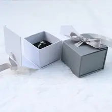 2022 new Fashion Jewelry Gift Bow Ribbon Paper Box Ring Necklace Ear Stud Wedding Boxes Joyero con lazo