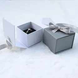 2022 new Fashion Jewelry Gift Bow Ribbon Paper Box Ring Necklace Ear Stud Wedding Boxes Joyero con lazo