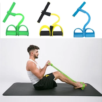 

Four tube home rope pedal exerciser tractor elastic calf rope sit-ups abdomen leg tensioner foot puller