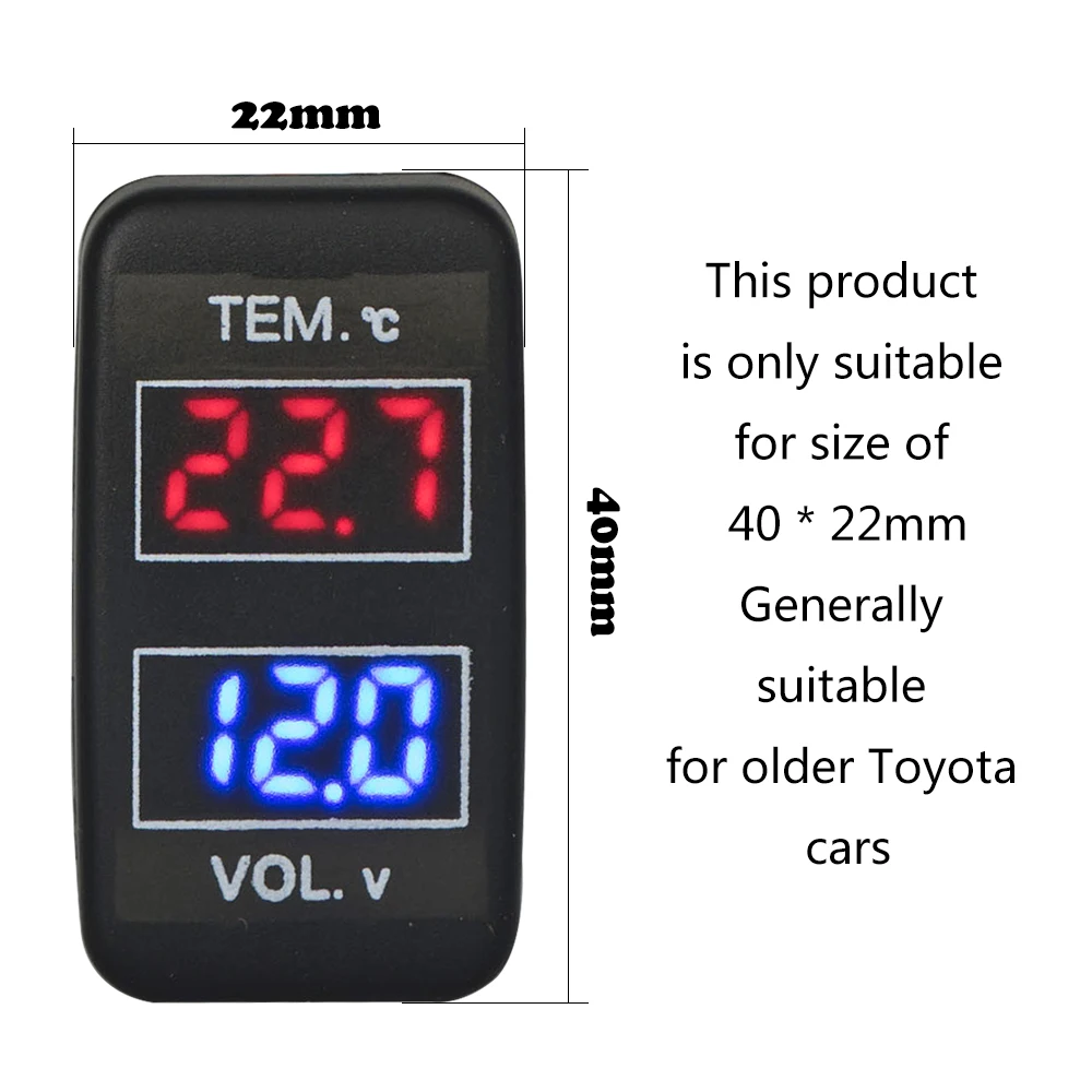 Auto Spannung Temperatur Display Meter Kühlen Geändert Digital Anzeige  Voltmeter 12V für Toyota Corolla Reiz Prado Prius Tundra - AliExpress