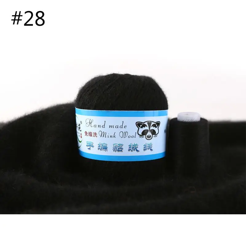 50g Soft Mink Wool Yarn Hand-knitted Luxury Cashmere Crochet Knitted Crochet Knitting Scarf M0XD - Color: 28