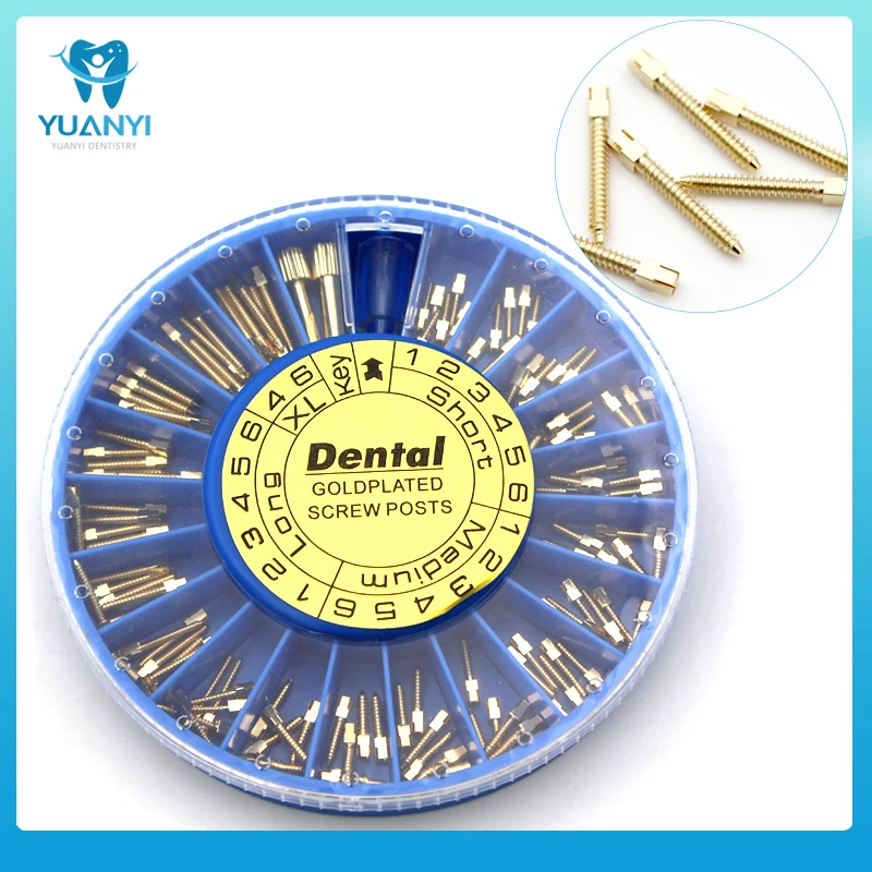 120pcs Dental Screw Posts Dental Gold Plated Screw Post Kits Dental
