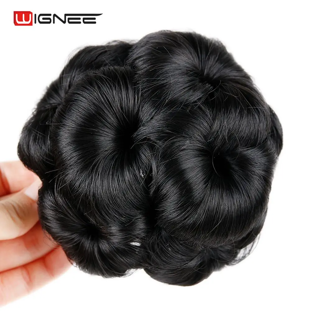 Wignee высокотемпературные синтетические волокна кудрявые шиньон булочка шиньон эластичные поддельные классические средства наращивания волос для черных/белых женщин