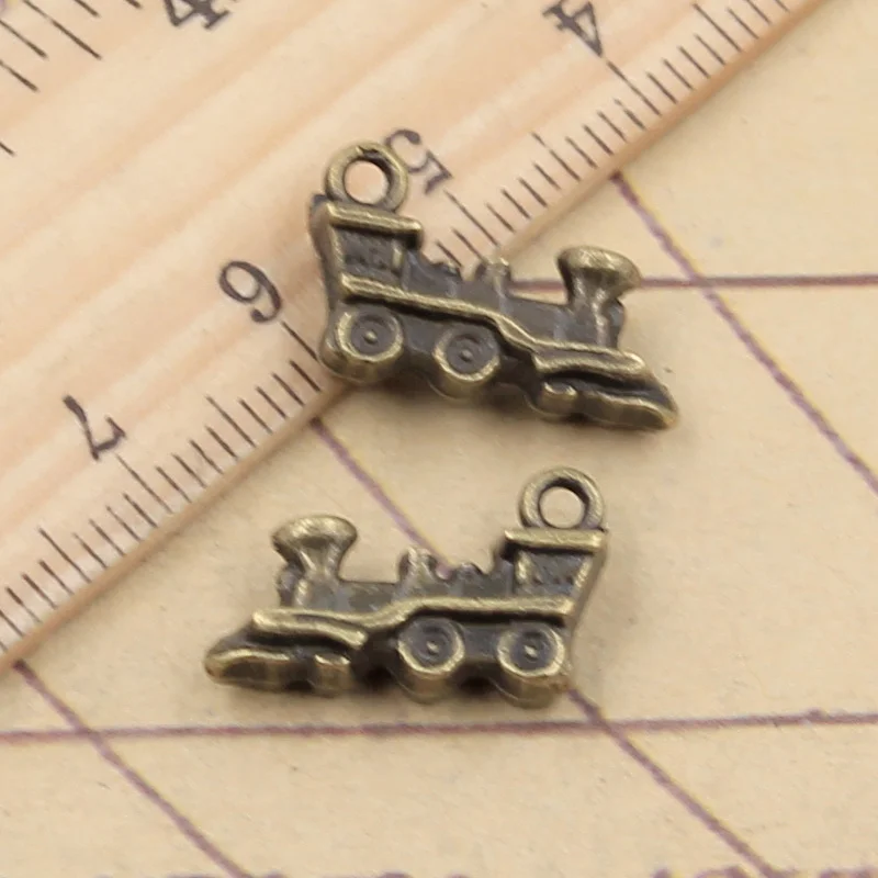10pcs 매력 양면 기차 17x12mm 티벳 청동 실버 컬러 펜던트 골동품 보석 만들기 DIY 수제 공예